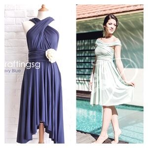 Short blue infinity dress multi-way wrap